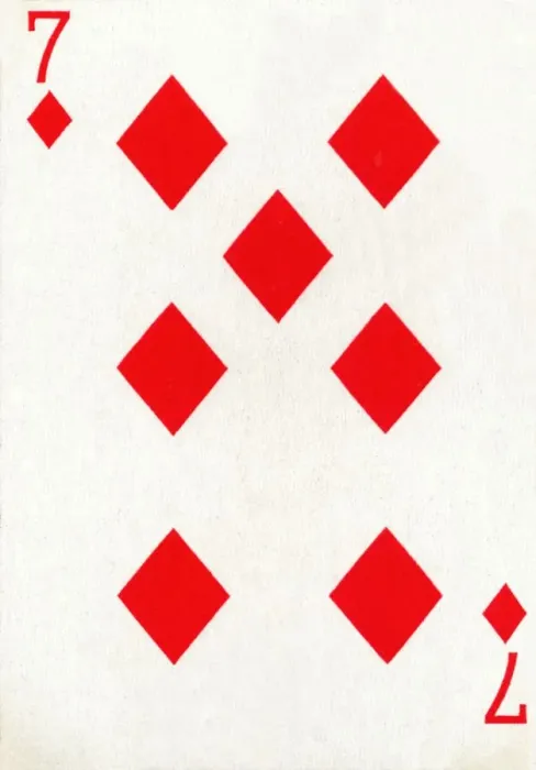 Framed Print : 7 of Diamonds from a deck of Goodall & Son Ltd. playing cards, c1940 Framed Print : 7 of Diamonds from a deck of Goodall & Son Ltd. playing cards, c1940