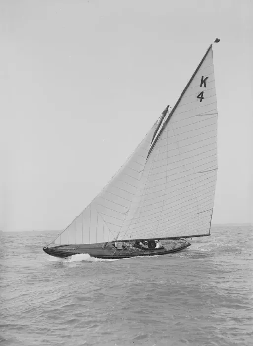 Framed Print : The 7 Metre Anitra (K4) sailing close-hauled, 1914. Creator: Kirk & Sons of Cowes Framed Print : The 7 Metre Anitra (K4) sailing close-hauled, 1914. Creator: Kirk & Sons of Cowes