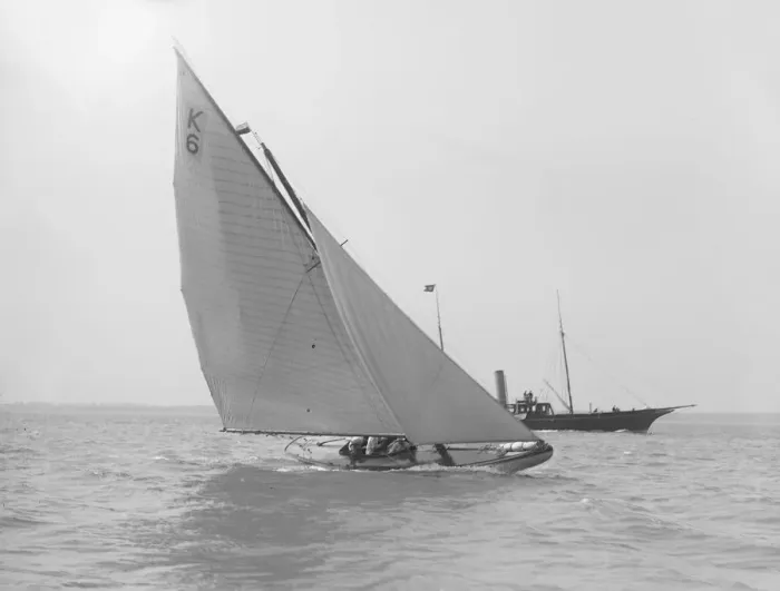 Framed Print : The 7 Metre Olympic class Quaker Girl, 1911. Creator: Kirk & Sons of Cowes Framed Print : The 7 Metre Olympic class Quaker Girl, 1911. Creator: Kirk & Sons of Cowes