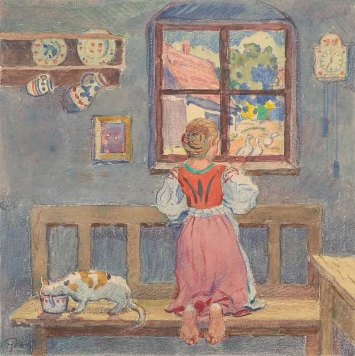 Framed Print : 7.- The view from the room window, 1932. Creator: Gustav Mally Framed Print : 7.- The view from the room window, 1932. Creator: Gustav Mally