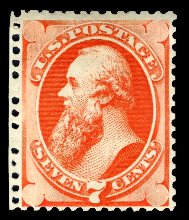 Framed Print : 7c Edwin M. Stanton special printing single, 1875. Creator: Continental Bank Note Company Framed Print : 7c Edwin M. Stanton special printing single, 1875. Creator: Continental Bank Note Company
