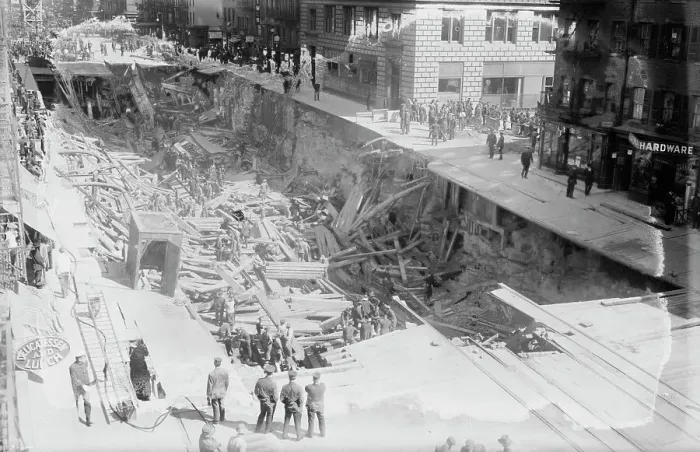 Framed Print : 7th Avenue. cave-in, between c1910 and c1915. Creator: Bain News Service Framed Print : 7th Avenue. cave-in, between c1910 and c1915. Creator: Bain News Service