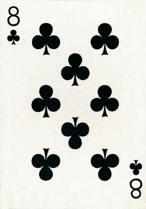 Framed Print : 8 of Clubs from a deck of Goodall & Son Ltd. playing cards, c1940 Framed Print : 8 of Clubs from a deck of Goodall & Son Ltd. playing cards, c1940