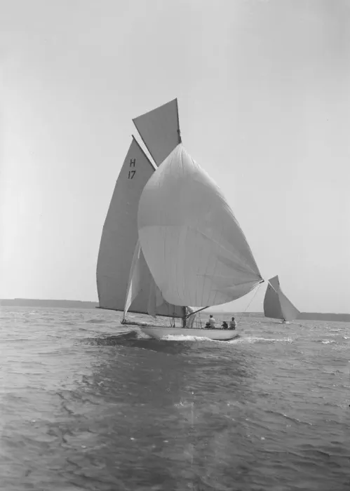 Framed Print : The 8 Metre Ierne running down wind under spinnaker, 1913. Creator: Kirk & Sons of Cowes Framed Print : The 8 Metre Ierne running down wind under spinnaker, 1913. Creator: Kirk & Sons of Cowes