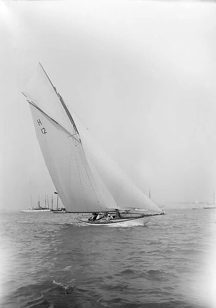 The 8 Metre The Truant sailing close-hauled. Creator: Kirk & Sons of Cowes