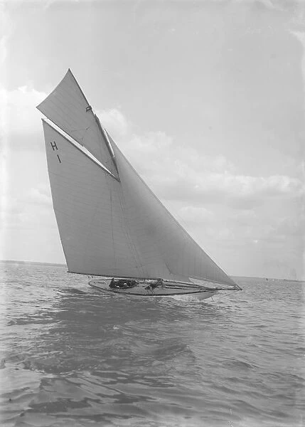 The 8 Metre yacht Norman (H1) sailing close-hauled, 1911. Creator: Kirk & Sons of Cowes