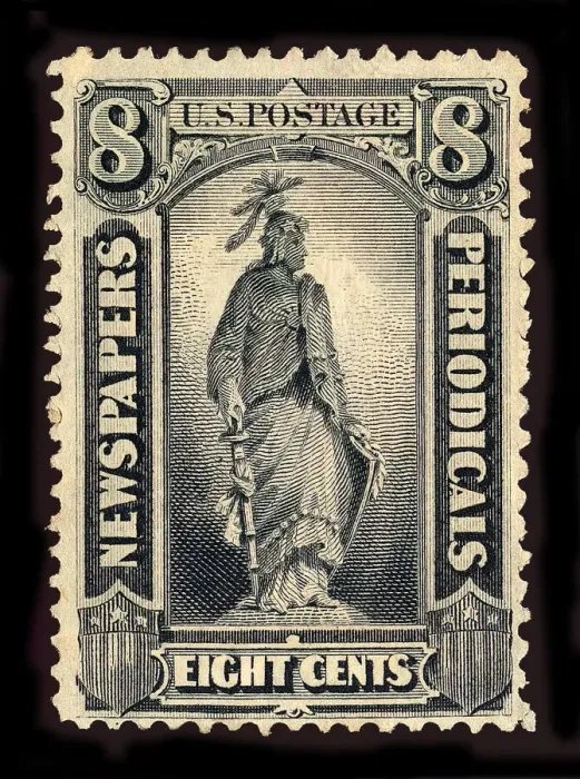 Framed Print : 8c Statue of Freedom Newspapers and Periodicals imprint single, 1875. Creator: Unknown Framed Print : 8c Statue of Freedom Newspapers and Periodicals imprint single, 1875. Creator: Unknown