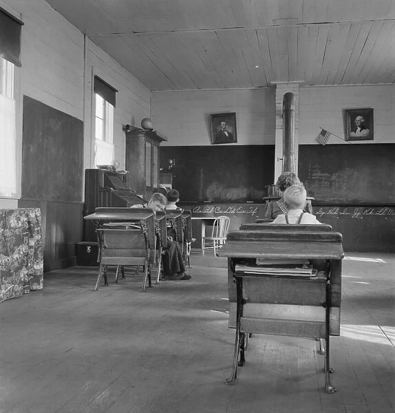 9: 00 a.m. four pupils attend this day... eastern Oregon county school, Baker County, Oregon, 1939. Creator: Dorothea Lange