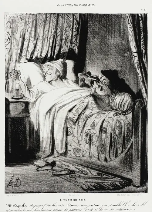 Framed Print : 9 heures du soir, 1839. Creator: Honore Daumier Framed Print : 9 heures du soir, 1839. Creator: Honore Daumier