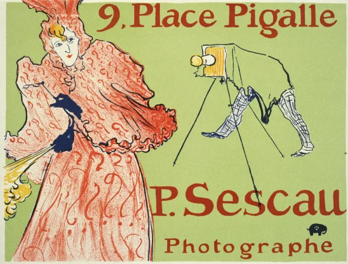 Framed Print : 9, Place Pigalle, P. Sescau Photographe (Poster), 1894. Artist: Henri de Toulouse-Lautrec Framed Print : 9, Place Pigalle, P. Sescau Photographe (Poster), 1894. Artist: Henri de Toulouse-Lautrec