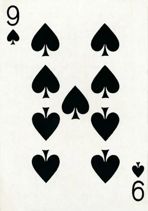 Framed Print : 9 of Spades from a deck of Goodall & Son Ltd. playing cards, c1940 Framed Print : 9 of Spades from a deck of Goodall & Son Ltd. playing cards, c1940