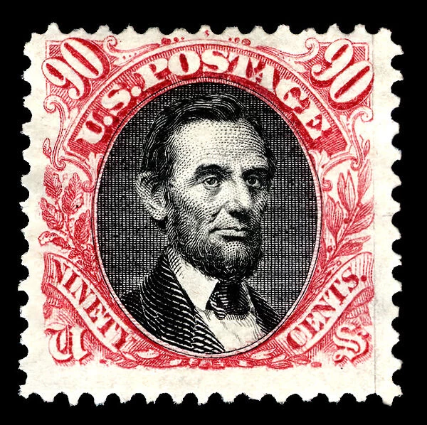 90c Abraham Lincoln re-issue single, 1875. Creator: National Bank Note Company