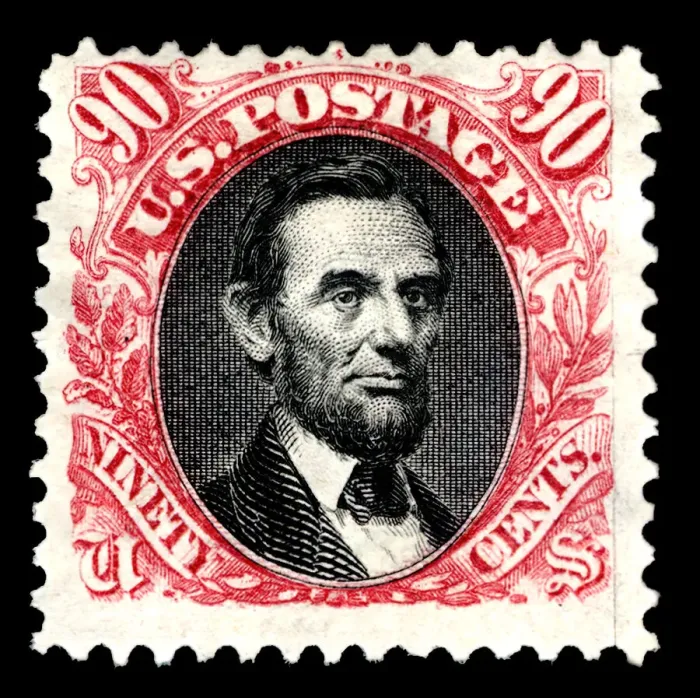 Framed Print : 90c Abraham Lincoln re-issue single, 1875. Creator: National Bank Note Company Framed Print : 90c Abraham Lincoln re-issue single, 1875. Creator: National Bank Note Company