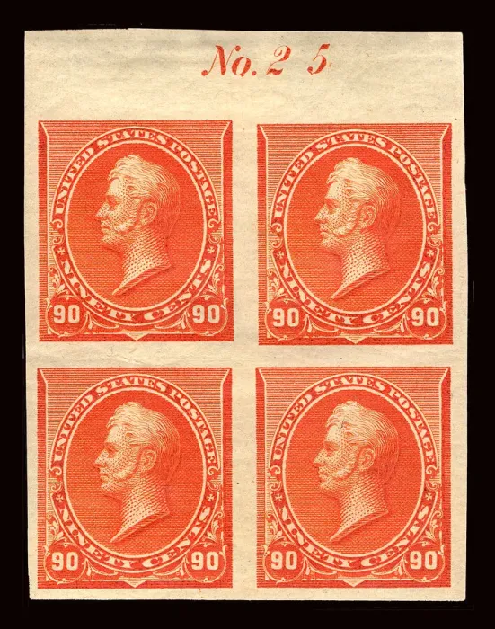 Framed Print : 90c Commodore Oliver Hazard Perry proof plate block of four, February 22, 1890 Framed Print : 90c Commodore Oliver Hazard Perry proof plate block of four, February 22, 1890
