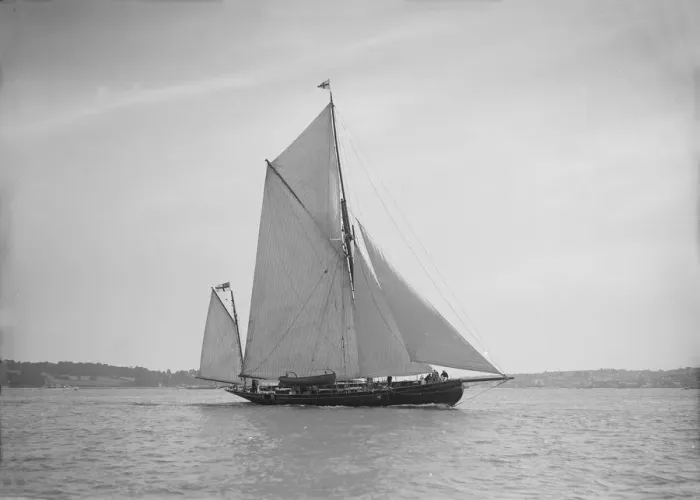 Framed Print : The 95 ft yawl Artemis sailing close-hauled, 1911. Creator: Kirk & Sons of Cowes Framed Print : The 95 ft yawl Artemis sailing close-hauled, 1911. Creator: Kirk & Sons of Cowes