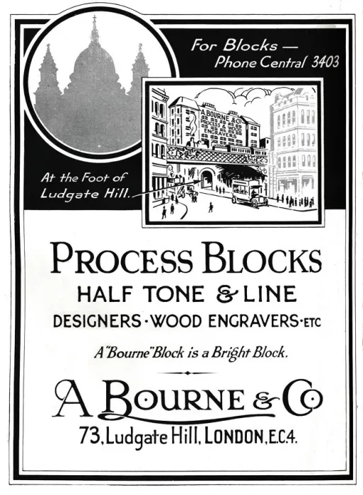 Framed Print : A. Bourne & Co. Advert - Process Blocks, 1919