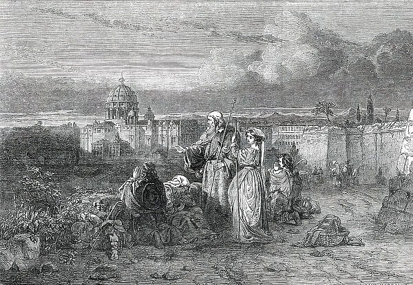 'A Group of Pilgrims in Sight of St. Peter's, Rome'... 1850. Creator: Unknown. 'A Group of Pilgrims in Sight of St. Peter's, Rome'... 1850. Creator: Unknown
