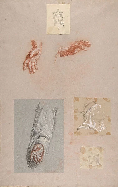 a. Hands of Saint Remi (lower register); b. Head of Saint Clotilde (upper register)