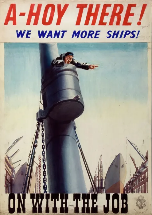 Framed Print : A-hoy there! We want more ships! On with the job, World War II poster, between 1939 and 1946 Framed Print : A-hoy there! We want more ships! On with the job, World War II poster, between 1939 and 1946