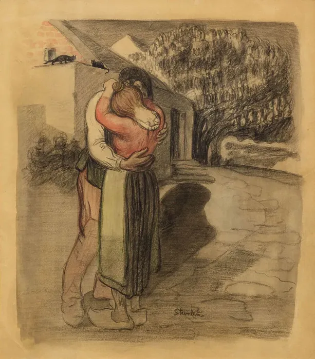 Framed Print : À la ferme (At the farm). Creator: Steinlen, Théophile Alexandre (1859-1923) Framed Print : À la ferme (At the farm). Creator: Steinlen, Théophile Alexandre (1859-1923)