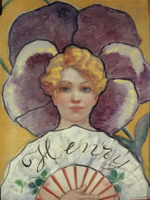 Framed Print : À la Pensée Enseigne de la maison Henry, c. 1900. Creator: Willette, Adolphe (1857-1926) Framed Print : À la Pensée Enseigne de la maison Henry, c. 1900. Creator: Willette, Adolphe (1857-1926)