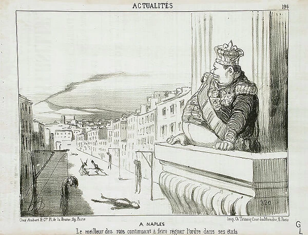 À Naples - Le meilleur des rois continuant à faire régner l'ordre dans ses états, 1851. Creator: Honore Daumier
