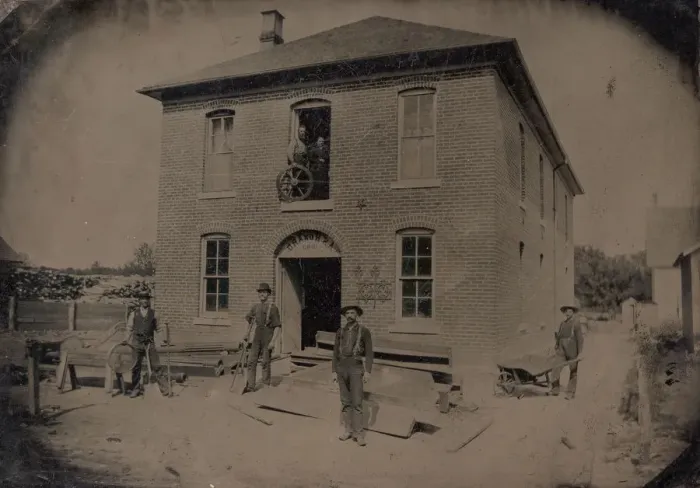 Framed Print : A. S. Howard Building Under Construction, 1885. Creator: Unknown Framed Print : A. S. Howard Building Under Construction, 1885. Creator: Unknown