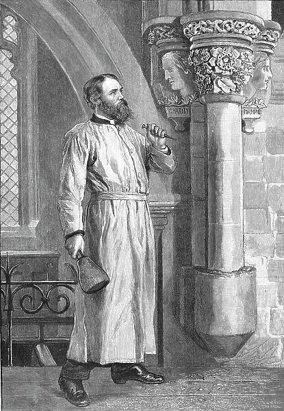'A Vicar his own Mason' --The Rev. F.W. Ragg helping in the Restoration of his Church at Marsworth Creator: Unknown. 'A Vicar his own Mason' --The Rev. F.W. Ragg helping in the Restoration of his Church at Marsworth Creator: Unknown