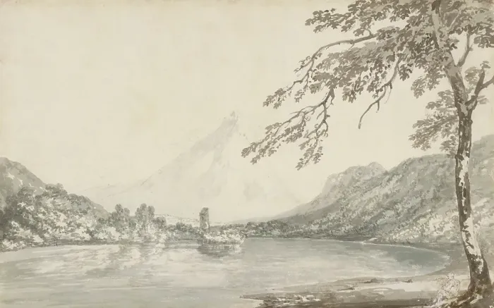 Framed Print : On the Aar between Unterseen and Lake of Brienz, 1794-1797. Creators: JMW Turner, Thomas Girtin Framed Print : On the Aar between Unterseen and Lake of Brienz, 1794-1797. Creators: JMW Turner, Thomas Girtin