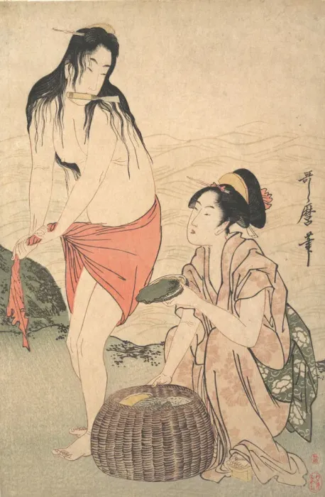 Framed Print : Abalone Divers, 1788. Creator: Kitagawa Utamaro