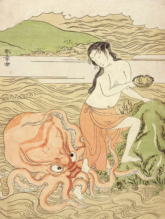 Framed Print : Abalone Fishergirl with an Octopus, between circa 1773 and circa 1774. Creator: Shunsho Framed Print : Abalone Fishergirl with an Octopus, between circa 1773 and circa 1774. Creator: Shunsho