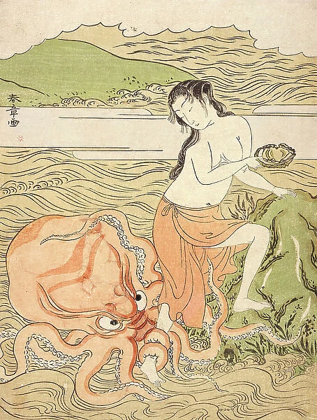 Abalone Fishergirl with an Octopus, between circa 1773 and circa 1774. Creator: Shunsho