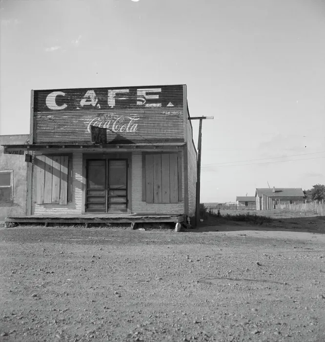 Framed Print : Abandoned cafe in Carey, Texas, 1937. Creator: Dorothea Lange Framed Print : Abandoned cafe in Carey, Texas, 1937. Creator: Dorothea Lange
