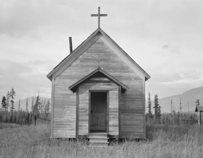 Framed Print : Abandoned church in cut-over area, Boundary County, Idaho, 1939. Creator: Dorothea Lange Framed Print : Abandoned church in cut-over area, Boundary County, Idaho, 1939. Creator: Dorothea Lange