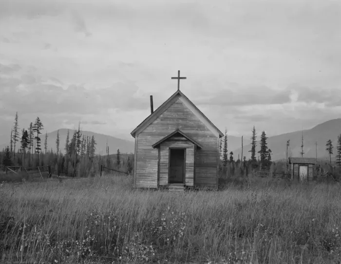 Framed Print : Abandoned church in cut-over area, Boundary County, Idaho, 1939. Creator: Dorothea Lange