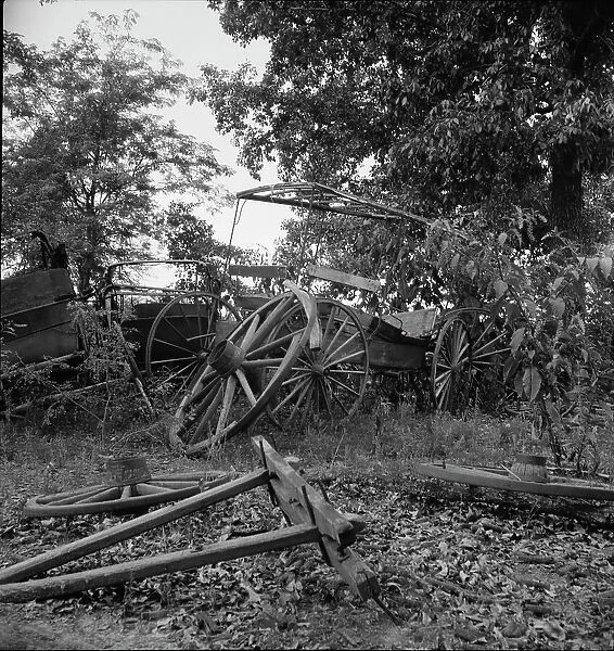Abandoned coaches and wagons...old blacksmith shop, Wray Plantation, Greene County, Georgia, 1937. Creator: Dorothea Lange