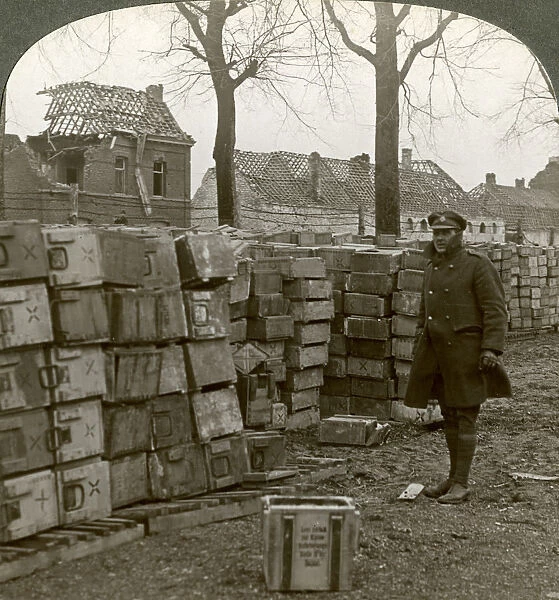Abandoned German ammunitions near Cambrai, World War I, 1914-1918. Artist: Realistic Travels Publishers
