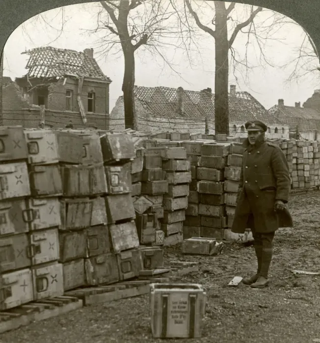 Framed Print : Abandoned German ammunitions near Cambrai, World War I, 1914-1918. Artist: Realistic Travels Publishers Framed Print : Abandoned German ammunitions near Cambrai, World War I, 1914-1918. Artist: Realistic Travels Publishers