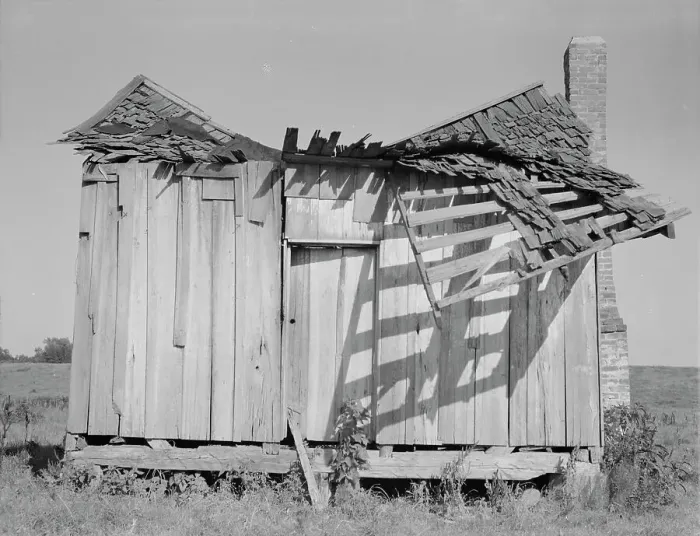 Framed Print : An abandoned tenant cabin of the Mississippi Delta, 1937. Creator: Dorothea Lange Framed Print : An abandoned tenant cabin of the Mississippi Delta, 1937. Creator: Dorothea Lange