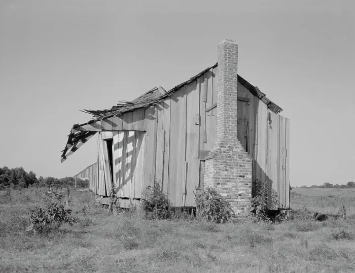 Framed Print : An abandoned tenant cabin of the Mississippi Delta, 1937. Creator: Dorothea Lange Framed Print : An abandoned tenant cabin of the Mississippi Delta, 1937. Creator: Dorothea Lange