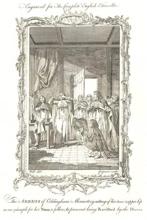 Framed Print : Abbess of Coldingham StAebbe the younger semi-mythological Abbess 870AD. Artist: Grignion Framed Print : Abbess of Coldingham StAebbe the younger semi-mythological Abbess 870AD. Artist: Grignion