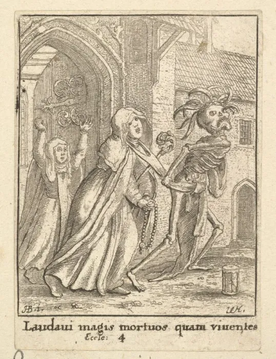Framed Print : The Abbess, from the Dance of Death, 1651. Creator: Wenceslaus Hollar Framed Print : The Abbess, from the Dance of Death, 1651. Creator: Wenceslaus Hollar