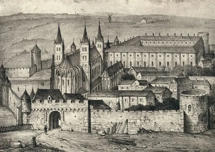 Framed Print : The Abbey of St Germain-des-Pres in the 14th Century, 1915 Framed Print : The Abbey of St Germain-des-Pres in the 14th Century, 1915