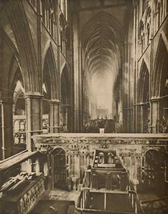 Framed Print : The Abbeys Grand Interior: Looking West from the Chapel of the Confessor, c1935 Framed Print : The Abbeys Grand Interior: Looking West from the Chapel of the Confessor, c1935