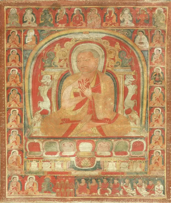 Framed Print : An Abbot and His Lineage, 14th century or earlier. Creator: Anon Framed Print : An Abbot and His Lineage, 14th century or earlier. Creator: Anon