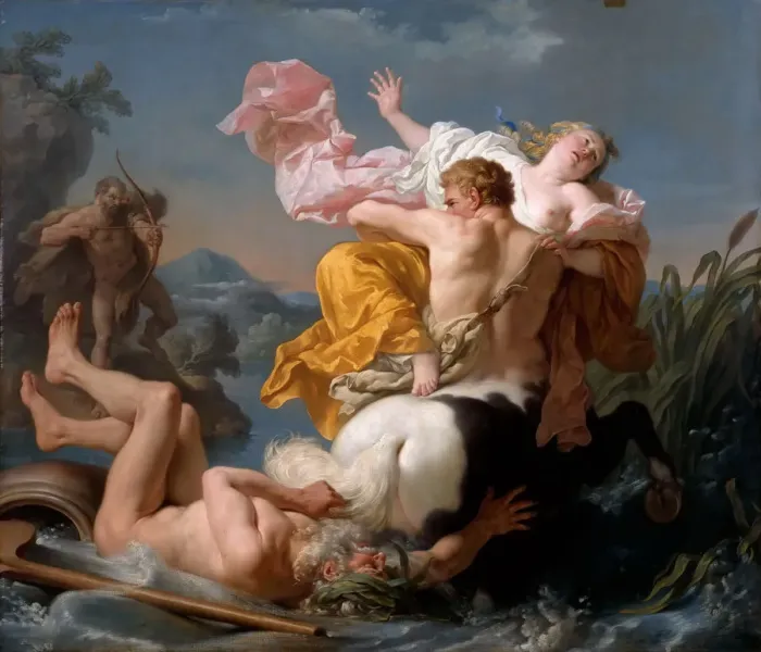 Framed Print : The Abduction of Deianeira by the Centaur Nessus. Artist: Lagrenee, Louis-Jean-Francois (1725-1805) Framed Print : The Abduction of Deianeira by the Centaur Nessus. Artist: Lagrenee, Louis-Jean-Francois (1725-1805)