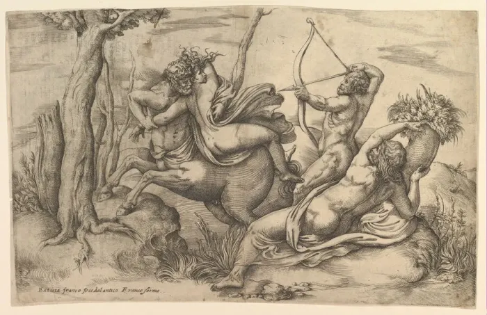 Framed Print : The Abduction of Dejanira. Creator: Battista Franco Veneziano Framed Print : The Abduction of Dejanira. Creator: Battista Franco Veneziano