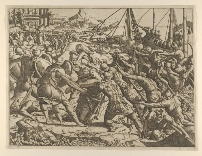 Framed Print : The Abduction of Helen, 1535-55. Creator: Jean Mignon Framed Print : The Abduction of Helen, 1535-55. Creator: Jean Mignon