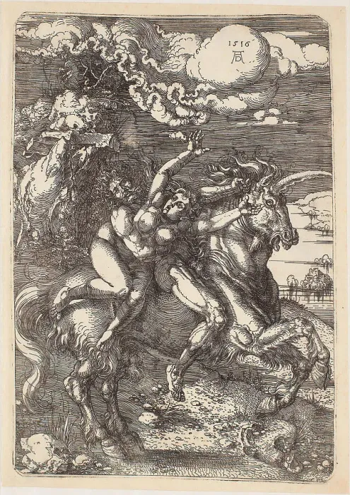 Framed Print : Abduction of Proserpine on a Unicorn, 1516. Artist: Durer, Albrecht (1471-1528) Framed Print : Abduction of Proserpine on a Unicorn, 1516. Artist: Durer, Albrecht (1471-1528)