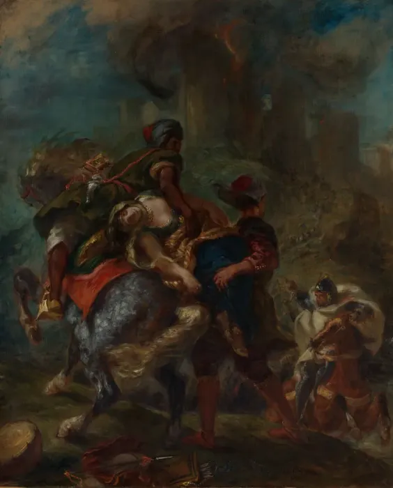 Framed Print : The Abduction of Rebecca, 1846. Creator: Eugene Delacroix Framed Print : The Abduction of Rebecca, 1846. Creator: Eugene Delacroix